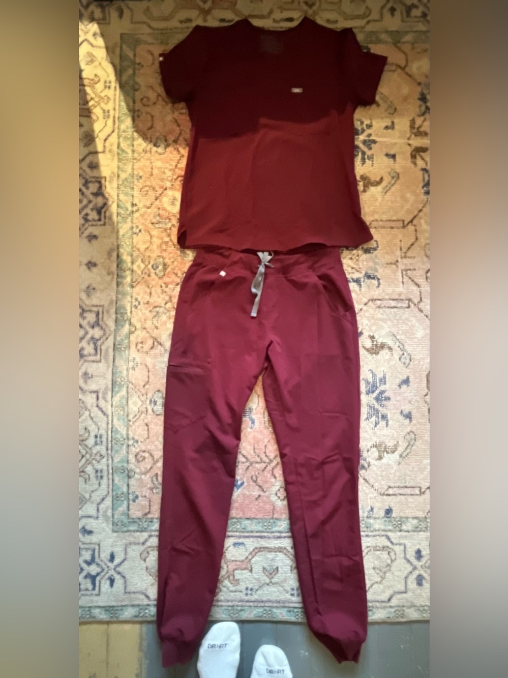 FIGS Women's Burgundy Scrub Pants (S/T) and top (S)